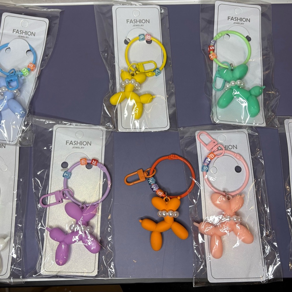 Set of two- Colorful Balloon Dog Keychains - Picture 3 of 3